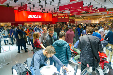 MILAN, ITALY - NOVEMBER 11, 2017: people at EICMA 2017 - 75th International Motorcycle Exhibition