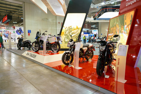 MILAN, ITALY - NOVEMBER 11, 2017: motorcycles on display at EICMA 2017 - 75th International...