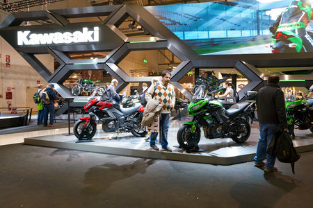 MILAN, ITALY - NOVEMBER 11, 2017: motorcycles on display at EICMA 2017 - 75th International Motorcycle Exhibitionのeditorial素材