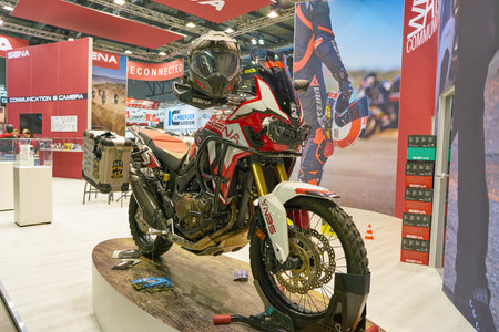 MILAN, ITALY - NOVEMBER 11, 2017: a motorcycle is displayed at EICMA 2017 - 75th International...