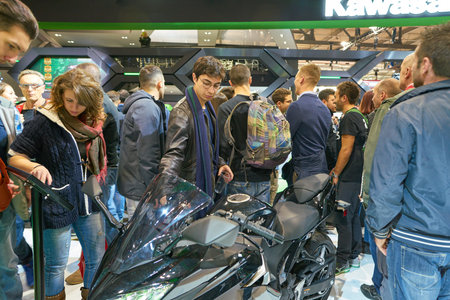 MILAN, ITALY - NOVEMBER 11, 2017: people at EICMA 2017 - 75th International Motorcycle Exhibition