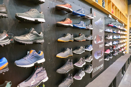 MOSCOW, RUSSIA - CIRCA SEPTEMBER, 2018: interior shot of Reebok shop in Moscowのeditorial素材