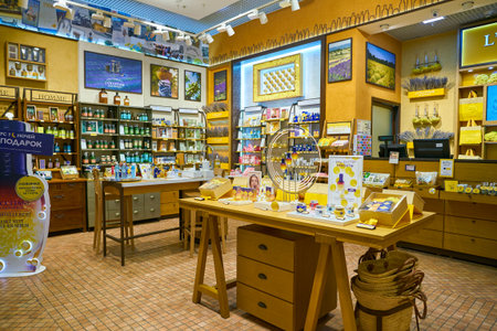 MOSCOW, RUSSIA - CIRCA SEPTEMBER, 2018: interior shot of a L'Occitane store in Moscow. L'Occitane en...