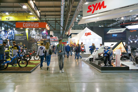 MILAN, ITALY - NOVEMBER 11, 2017: people at EICMA 2017 - 75th International Motorcycle Exhibition