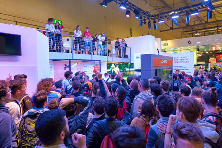 MILAN, ITALY - NOVEMBER 11, 2017: people at EICMA 2017 - 75th International Motorcycle Exhibition