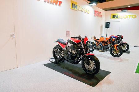 MILAN, ITALY - NOVEMBER 11, 2017: motorcycles on display at EICMA 2017 - 75th International Motorcycle Exhibitionのeditorial素材