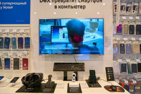 MOSCOS, RUSSIA - SEPTEMBER 20, 2018: interior shot of Samsung store in Moscow.