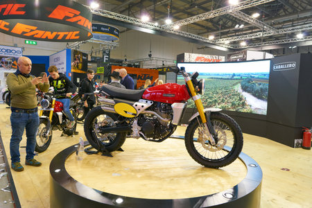 MILAN, ITALY - NOVEMBER 11, 2017: Caballero motorcycle on display at EICMA 2017 - 75th International...