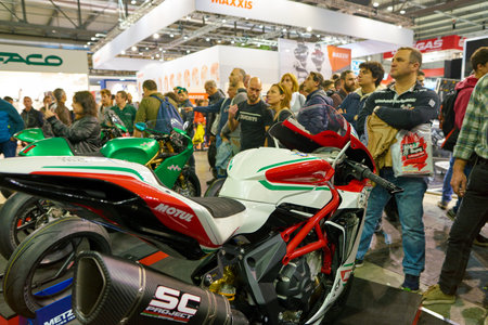 MILAN, ITALY - NOVEMBER 11, 2017: a motorcycle is displayed at EICMA 2017 - 75th International...