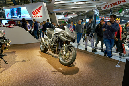 MILAN, ITALY - NOVEMBER 11, 2017: a motorcycle is displayed at EICMA 2017 - 75th International...