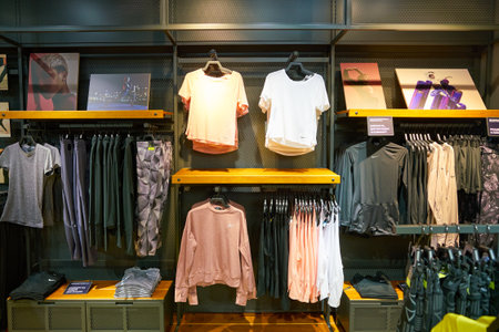 MOSCOW, RUSSIA - CIRCA SEPTEMBER, 2018: interior shot of Nike store in Moscow.のeditorial素材