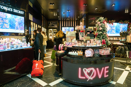 ROME, ITALY - CIRCA NOVEMBER, 2017: interior shot of a Victoria's Secret shop in Rome