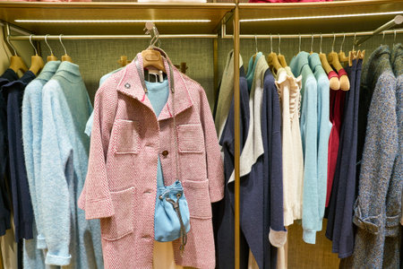 MOSCOW, RUSSIA - CRICA SEPTEMBER, 2018: interior shot of Stefanel store in shopping center in Moscow.のeditorial素材