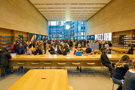 DUSSELDORF, GERMANY - CIRCA SEPTEMBER, 2018: interior shot of Apple store in Dusseldorf.