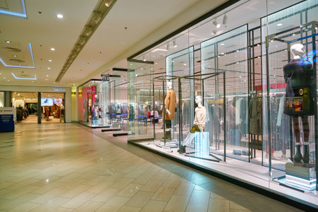 MOSCOW, RUSSIA - CRICA SEPTEMBER, 2018: interior shot of a shopping center in Moscow.