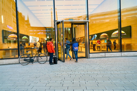DUSSELDORF, GERMANY - CIRCA SEPTEMBER, 2018: entrance to Apple store in Dusseldorf.
