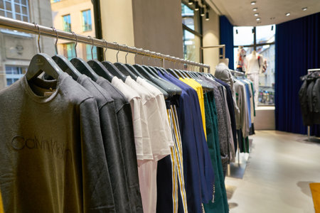 DUSSELDORF, GERMANY - CIRCA SEPTEMBER, 2018: interior shot of Calvin Klein shop in Dusseldorf.