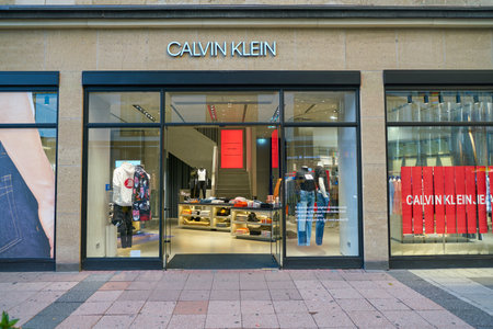 DUSSELDORF, GERMANY - CIRCA SEPTEMBER, 2018: entrance to Calvin Klein shop in Dusseldorf.のeditorial素材