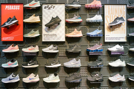 MOSCOW, RUSSIA - CIRCA SEPTEMBER, 2018: interior shot of Nike store in Moscow.のeditorial素材