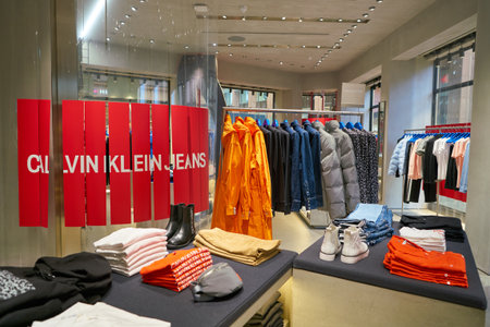DUSSELDORF, GERMANY - CIRCA SEPTEMBER, 2018: interior shot of Calvin Klein shop in Dusseldorf.