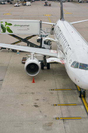 ZURICH, SWITZERLAND - CIRCA OCTOBER, 2018: an aircraft on tarmac in Zurich International Airport.のeditorial素材