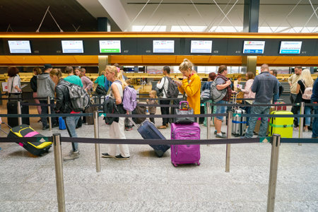 ZURICH, SWITZERLAND - CIRCA OCTOBER, 2018: check-in area in Zurich International Airport.