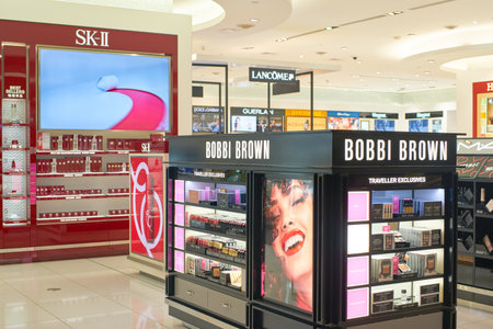 DUBAI, UAE - CIRCA FEBRUARY, 2019: cosmetics on display at Dubai International Airport.