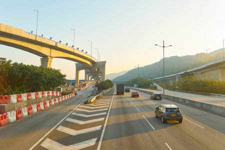 HONG KONG, CHINA - CIRCA JANUARY, 2019: view seen from second deck of double-decker bus in Hong Kong...