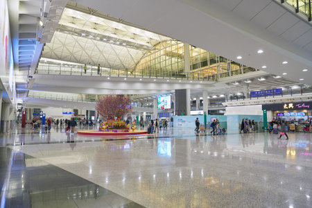 HONG KONG, CHINA - CIRCA JANUARY, 2019: interior shot of Hong Kong International Airport.のeditorial素材