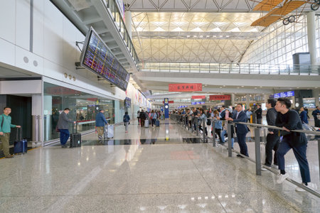 HONG KONG, CHINA - CIRCA FEBRUARY, 2019: interior shot of Hong Kong International Airport.のeditorial素材
