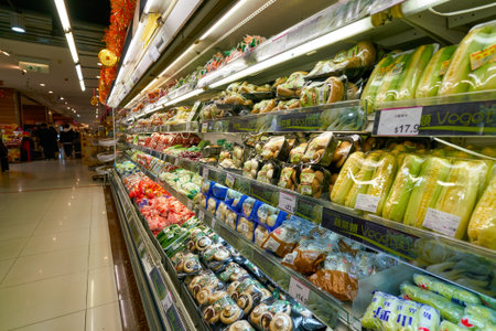 HONG KONG, CHINA - CIRCA FEBRUARY, 2019: interior shot of AEON supermarket in Hong Kong.のeditorial素材