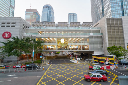 HONG KONG, CHINA - CIRCA JANUARY, 2019: Apple store at IFC shopping mall in Hong Kong.のeditorial素材