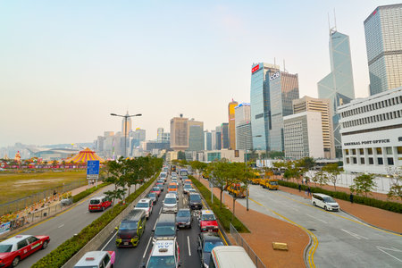 HONG KONG, CHINA - CIRCA JANUARY, 2019: Hong Kong in the evening.