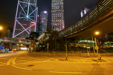 HONG KONG, CHINA - CIRCA JANUARY, 2019: Hong Kong urban landscape at night.