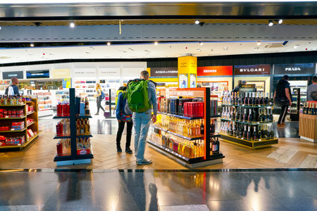 ZURICH, SWITZERLAND - CIRCA OCTOBER, 2018: interior shot of Zurich International Airport.のeditorial素材