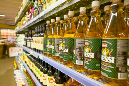 ZURICH, SWITZERLAND - CIRCA OCTOBER, 2018: interior shot of Migros supermarket in Zurich International Airport. Migros is Switzerland's largest retail company.のeditorial素材