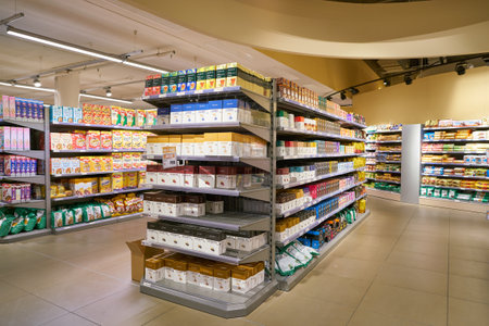 ZURICH, SWITZERLAND - CIRCA OCTOBER, 2018: interior shot of Migros supermarket in Zurich...