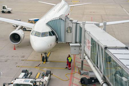 ZURICH, SWITZERLAND - CIRCA OCTOBER, 2018: an aircraft on tarmac in Zurich International Airport.