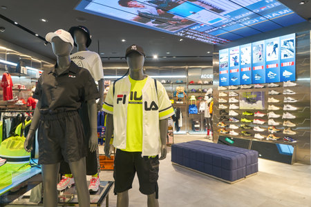SINGAPORE - CIRCA APRIL, 2019: interior shot of Fila store in Jewel Changi Airport.