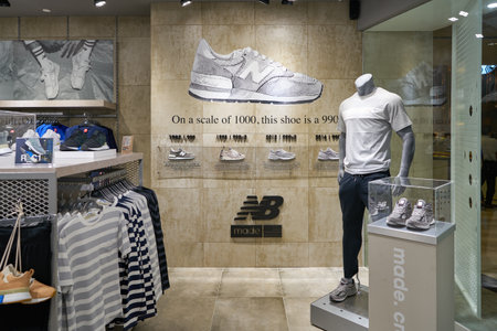 SINGAPORE - CIRCA APRIL, 2019: interior shot of New Balance store in Jewel Changi Airport.