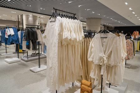 SINGAPORE - CIRCA APRIL, 2019: interior shot of Zara store in Jewel Changi Airport.のeditorial素材