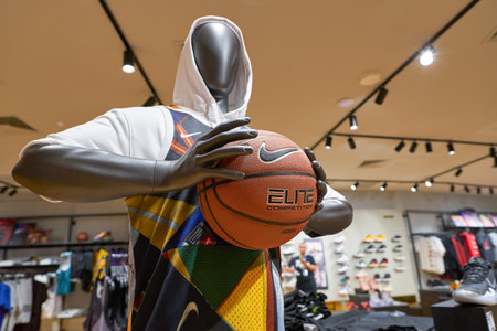 SINGAPORE - CIRCA APRIL, 2019: interior shot of Nike store in Jewel Changi Airport.のeditorial素材