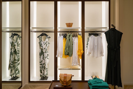 SINGAPORE - CIRCA APRIL, 2019: interior shot of Massimo Dutti store in Jewel Changi Airport.のeditorial素材