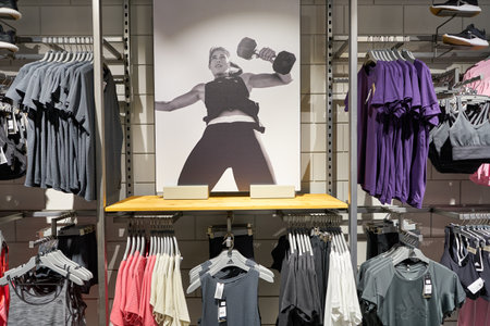 SINGAPORE - CIRCA APRIL, 2019: interior shot of Adidas store in Jewel Changi Airport.のeditorial素材