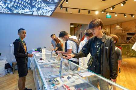 SINGAPORE - CIRCA APRIL, 2019: customisation area at Nike store in Jewel Changi Airport.