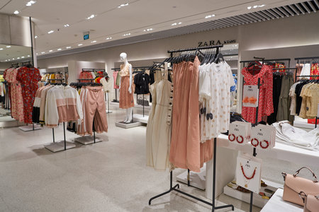 SINGAPORE - CIRCA APRIL, 2019: interior shot of Zara store in Jewel Changi Airport.のeditorial素材