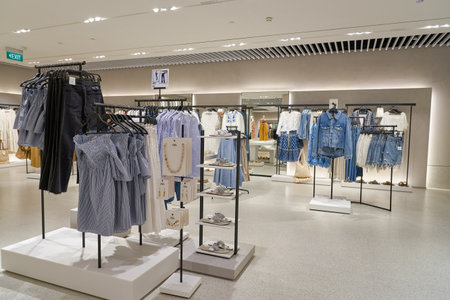 SINGAPORE - CIRCA APRIL, 2019: interior shot of Zara store in Jewel Changi Airport.