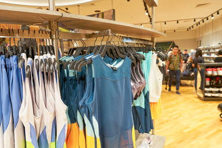 SINGAPORE - CIRCA APRIL, 2019: interior shot of Nike store in Jewel Changi Airport.のeditorial素材