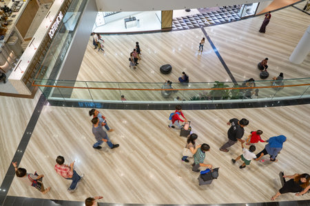 SINGAPORE - CIRCA APRIL, 2019: interior shot of Jewel Changi Airport.のeditorial素材