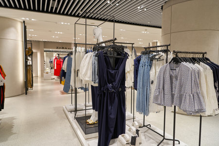 SINGAPORE - CIRCA APRIL, 2019: interior shot of Zara store in Jewel Changi Airport.